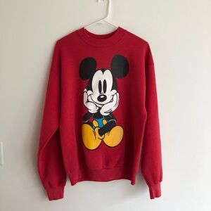 Vintage Disney Mickey crewneck pullover red front and back mickey size large